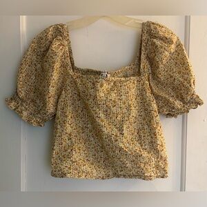 Madewell Women's Hopewell Puff-Sleeve Crop Top Size Medium